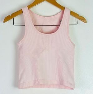 New Lululemon Ebb to Street Cropped Tank Top Rib Map Strawberry Milkshake Sz 4